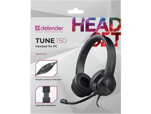 Наушники с микрофоном проводные Defender Tune 150 черные